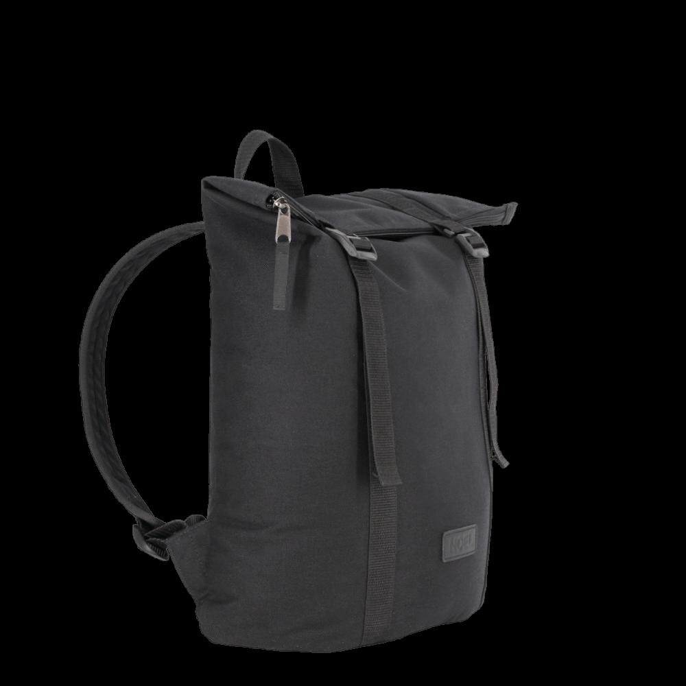 Stylish black and brown backpack made in EU, ideal for outdoor activities and urban lifestyle, durable and sustainable.