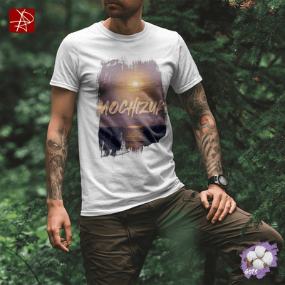 Mochizuki Moonlit Serenity unisex organic cotton t-shirt featuring a calming moonlit ocean design.