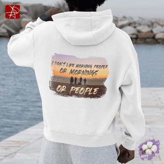 Morning People Organic Cotton Hoodie - Sunset Design | Eco-Friendly & Humorous-The Urban Outpost