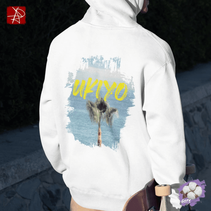 Ukiyo Organic Cotton Hoodie - Palm Tree Ocean Design | Eco-Friendly Comfort & Style-The Urban Outpost