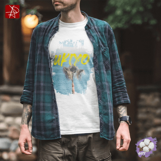 Ukiyo Palm Escape Unisex Organic Cotton T-Shirt – Japanese Zen Design, Eco-Friendly & Mindful Comfort-The Urban Outpost